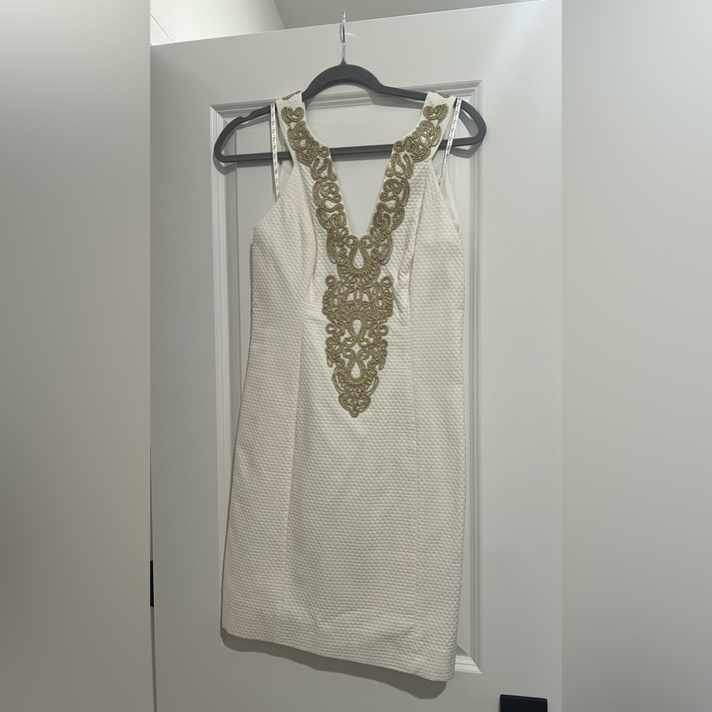 Lilly Pulitzer White Dress with Gold Detailing